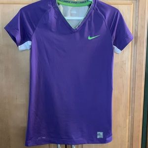 Nike Pro dry-fit ladies t-shirt purple with white, green
